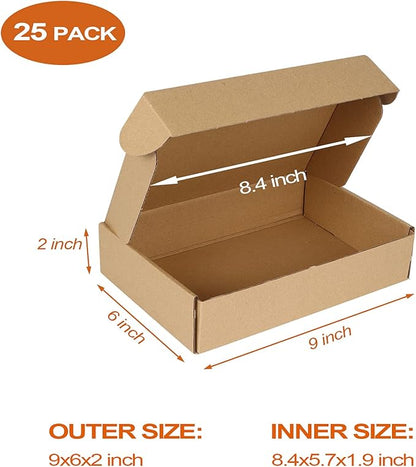 PHAREGE 9x6x2 inch Shipping Boxes Bulk 25 Pack Brown, Tab Lock Tuck Top Mailer - Image 2