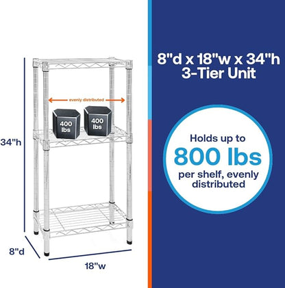 Shelving Inc. 8" d x 18" w Chrome Wire Shelving - Image 2