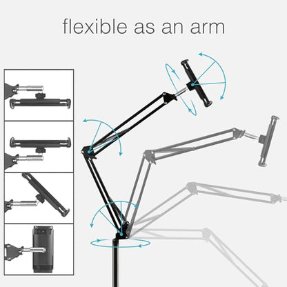 Tablet Floor Stand with 5LB Metal Base, Overhead Bed Phone Stand Angle Height - Image 4