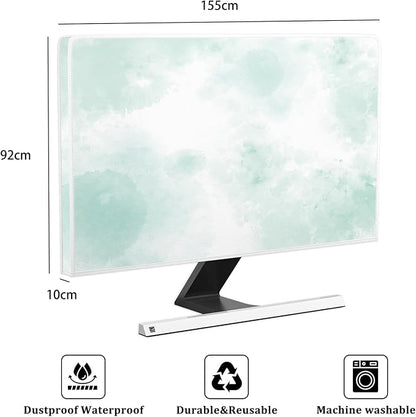 Baocicco Abstract Watercolor Waterproof TV Display Screen Cover 65 Inch Cyan - Image 2