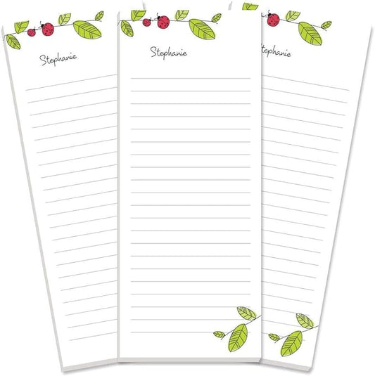 Current Ladybugs Personalized Notepads – Set of 3, 50-Sheet Lined Paper Pads by Current