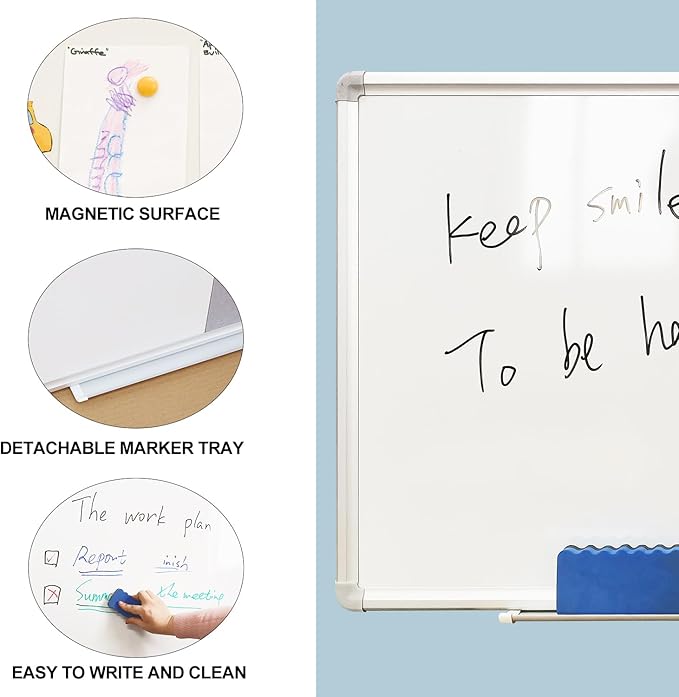 DEVELOP Grey Felt Bulletin & Magnetic Dry Erase Combo Board, 36 x 24 Inch - Image 4