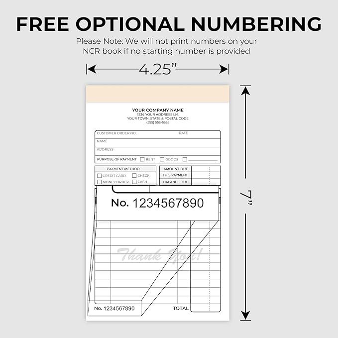 Custom 4.25" x 7" Carbonless NCR Books in 3-Part Triplicate Invoices, Work - Image 4