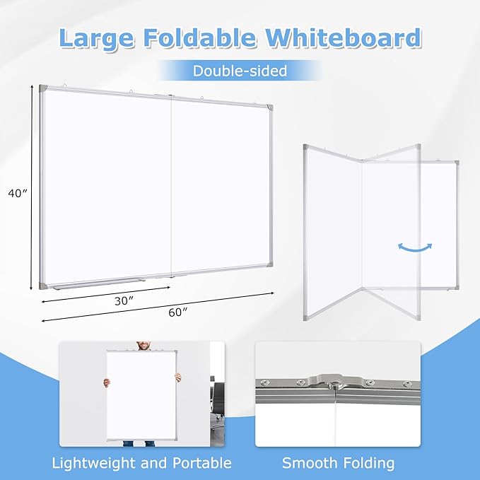 DOLLAR BOSS Large White Board 60 x 40 Inch Foldable Magnetic Whiteboard - Image 2