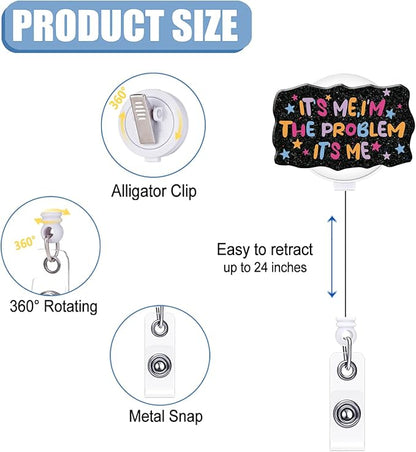 Badge Reel Retractable with ID Clip Badge Reel Holder Funny Acrylic Badge - Image 2