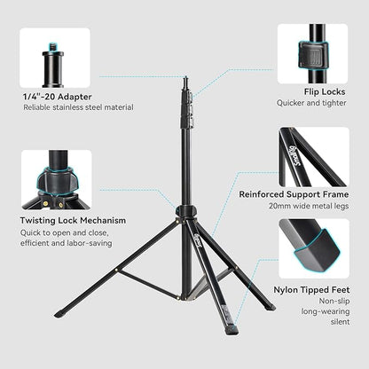SMALLRIG RA-S200 Light Stand for Photography, 78.7" / 6.6ft / 200cm, Aluminum - Image 5