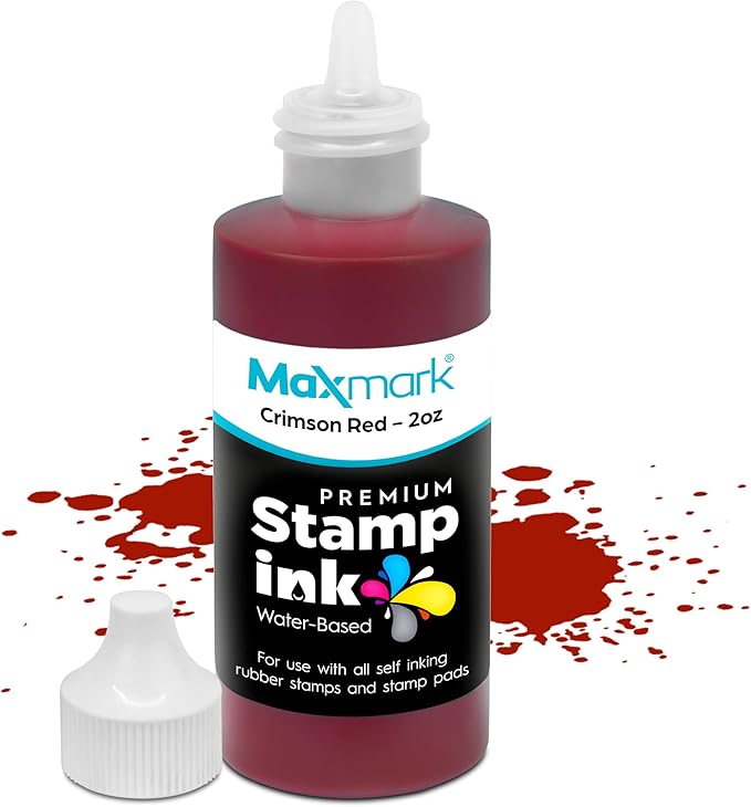MaxMark Premium Refill Ink for self Inking Stamps and Stamp Pads, Crimson Red by Maxmark