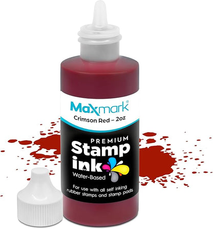 MaxMark Premium Refill Ink for self Inking Stamps and Stamp Pads, Crimson Red by Maxmark