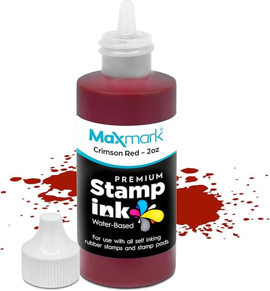 MaxMark Premium Refill Ink for self Inking Stamps and Stamp Pads, Crimson Red by Maxmark