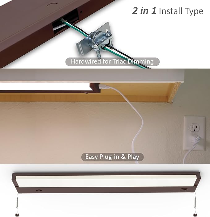 Leetdud LED Under Cabinet Lighting Hardwired or Plug in, 40 Inch 20W, Dimmable - Image 6
