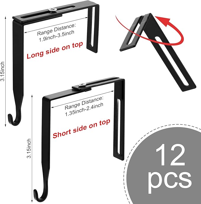 Amylove 12 Pcs Adjustable Cubicle Hanger Universal Partition Metal Cubicle - Image 2