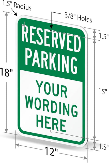 SmartSign "Reserved Parking, Your Text" Custom Sign | 12" x 18" Aluminum - Image 6