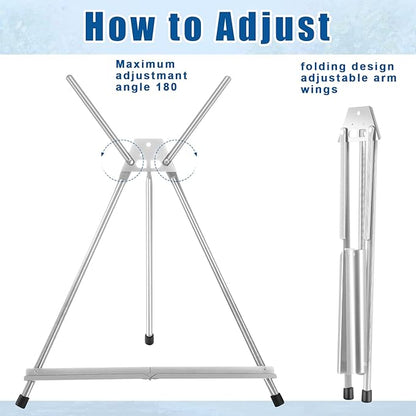 Xinnun 12 Pcs Aluminum 15'' to 21'' High Tabletop Easel Display Adjustable - Image 4