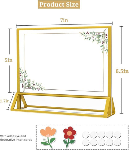PPH-Sisy Clear Acrylic Sign Holder 7x 5 Horizontal Double Sided Gold Frame - Image 2