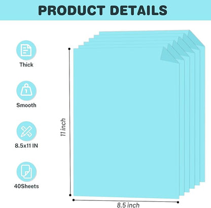 Cardstock 8.5 X 11, 40 Sheets Light Blue Card Stock, 75lb/ 200gsm Copy Paper - Image 2