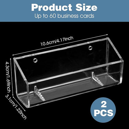 Yolev 2 Pcs Acrylic Business Card Holder Wall Mount Clear Business Card - Image 3
