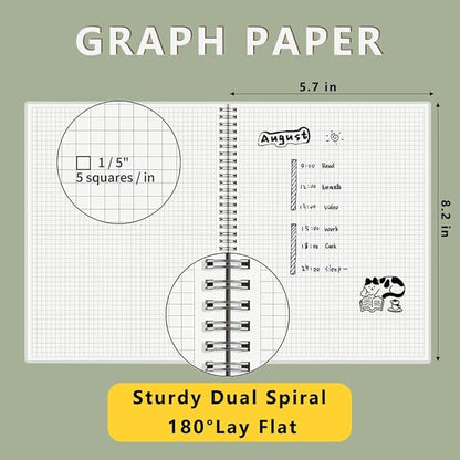 WRENBEN A5 Spiral Notebook 120gsm Graph Paper Notebook 160 Pages Per Hardcover - Image 4