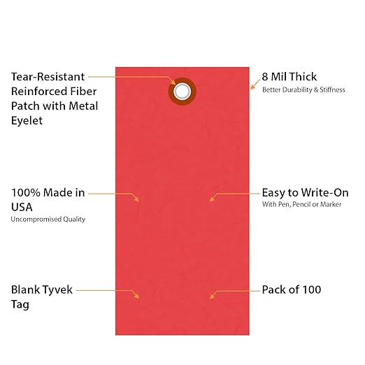 SmartSign 4.75 x 2.375 inch “Red” Blank Tyvek Shipping Tags - Image 5