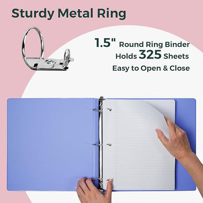 POPRUN 3 Ring Binder 1.5 Inch, Holds 325 Sheets of 8.5 x 11 Paper, Extra - Image 3