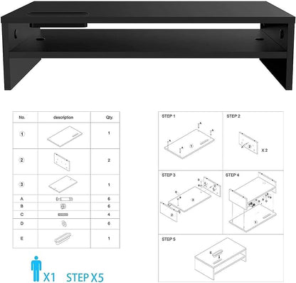 BONTEC Wood Monitor Stand Riser, 2-Tier Desktop Organizer - Image 9