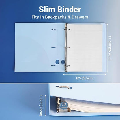 MUKAWA 1 Inch 3 Ring Binder, D-Ring Binder Holds 250 Sheets, PP Cover - Image 2