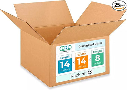 IDL Packaging Medium Corrugated Shipping Boxes 14"L x 14"W x 8"H – Excellent by IDLPackaging