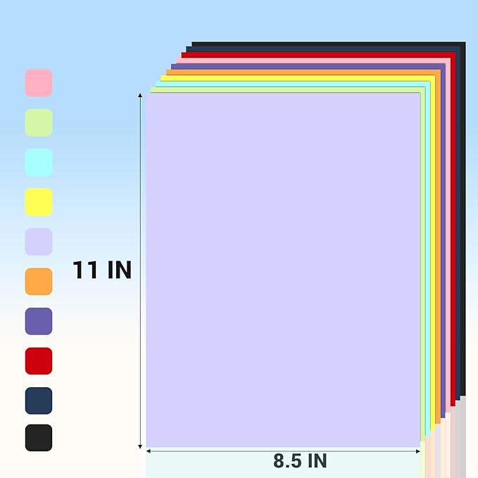 Cardstock 8.5 x 11, 10 Colors Colored Printer Paper 75 lb/200 gsm, 80 Sheets - Image 2
