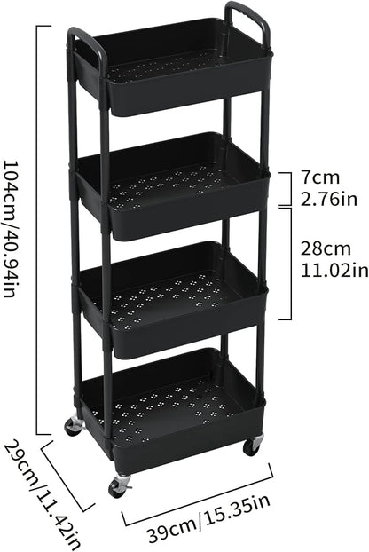 Sywhitta 4-Tier Plastic Rolling Utility Cart - Image 2