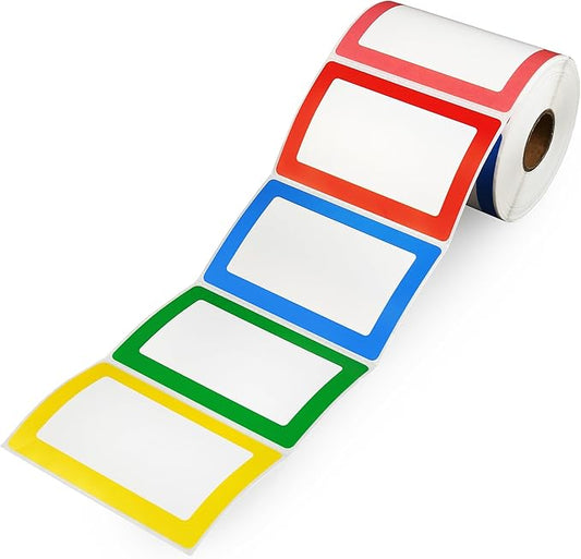 LotFancy 500pcs Name Tag Stickers, 3.5" x 2.25", 5 Colors, Plain Labels by LotFancy