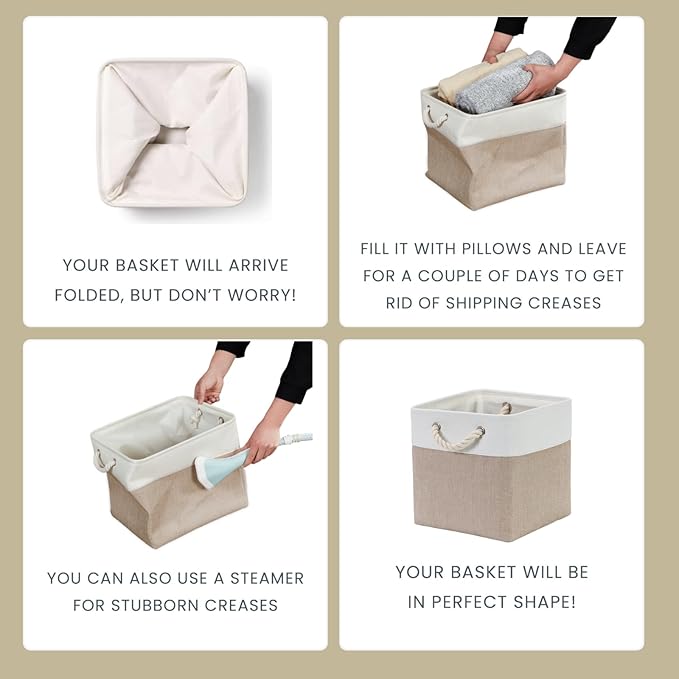 Mangata Canvas Storage Boxes, 11 Inch Cube Storage Bins Set of 6, Fabric Baskets - Image 6