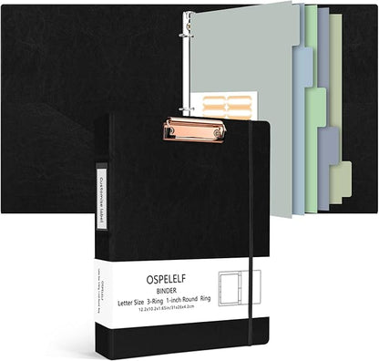 Ospelelf 3 Ring Clipboard Binder 1 Inch Leather by OspelelfOfficeSupplies
