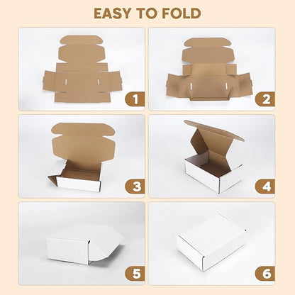 PHAREGE 6x4x2 inch Shipping Boxes Bulk 25 Pack White, Tab Lock Tuck Top Mailer - Image 6