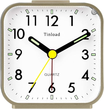 Tinload Small Battery Operated Analog Travel Alarm Clock Silent Non Ticking by Tinload