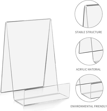 ZOEY Acrylic Book Stand with Ledge Clear Display Easels Plate - Image 3