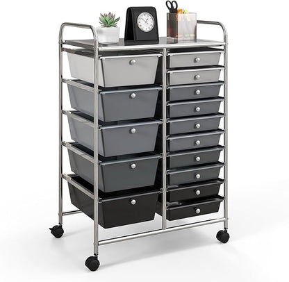 GOFLAME 15-Drawer Rolling Storage Cart, Craft Storage Cart by GOFLAME