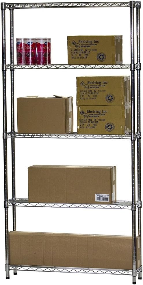 Shelving Inc. 8" d x 36" w x 72" h Chrome Wire Shelving - Image 3