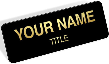 Name Tag, Magnetic Black and Gold Name Tags, Personalized Name Tags, 1x3 Inches by MySignCenter