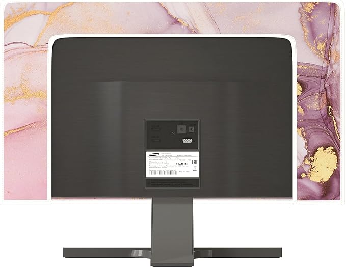 Baocicco Pink Gold Marble Computer Monitor Dust Cover 22, 25 Inch Decorative - Image 3