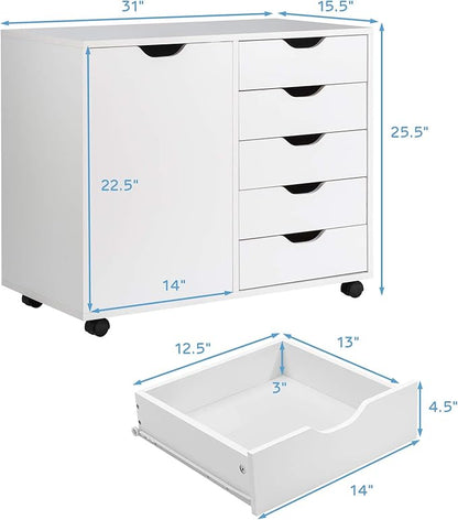 Giantex File Cabinet, Mobile Lateral Filing Cabinet - Image 3