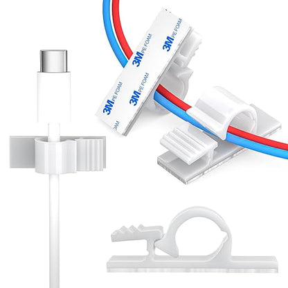 XHF 100pcs Adhesive Cable Wire Clips White, Outdoor Cable Management Wire by XHF