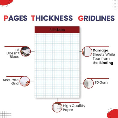 Grid Paper Pad 5x8 Inches, Graph Paper Pad 4x4, Grid Notepad, 24 Pack, 5x8 - Image 4