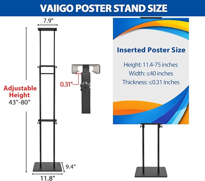 VAIIGO 2Pack Poster Stand for Display, Heavy Duty Floor Standing Sign Holder - Image 6