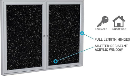 Ghent 36"x60" 2-Door indoor Enclosed Recycled Rubber Bulletin Board, Shatter - Image 5