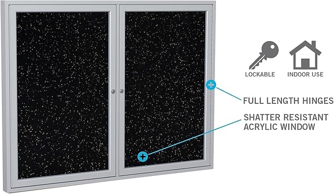 Ghent 36"x36" 1-Door indoor Enclosed Recycled Rubber Bulletin Board, Shatter - Image 5