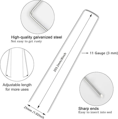 FEED GARDEN 8 Inch 100 Pack Galvanized Landscape Staples 11 Gauge Anti-Rust - Image 2