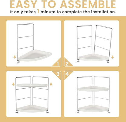 JANUS LiANG 2-Tier Corner Bathroom Countertop Organizer, Tiny Counter Corner - Image 7