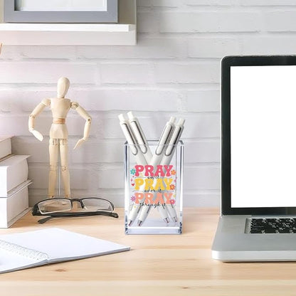 Vgrti Pray on it Pray through it Acrylic Cosmetic Pencil Pen Holder Cup - Image 4