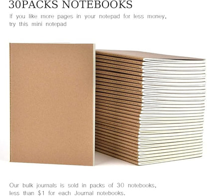 30 Pack Journal Notebook, Kraft Cover Lined Paper Journal - Image 6