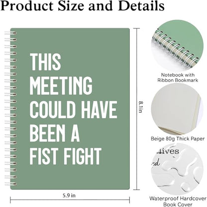 XQLZY This Meeting Could Have Been A Fist Fight Green Spiral Notebook, Funny - Image 2