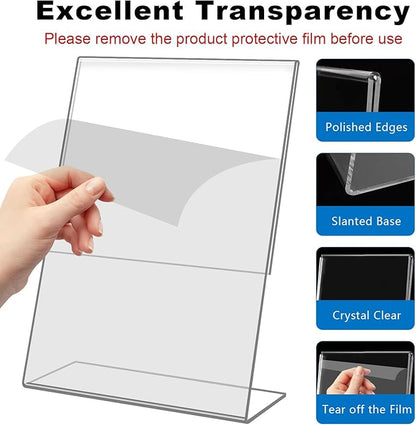 DESONAUT 8 Pack Slant Back Acrylic Sign Holder 5x7 inches, Desktop Tabletop - Image 4